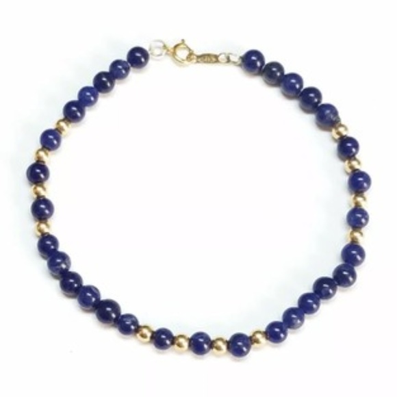 Jewelry - 14k yellow gold lapis Lazuli 6.5” bracelet